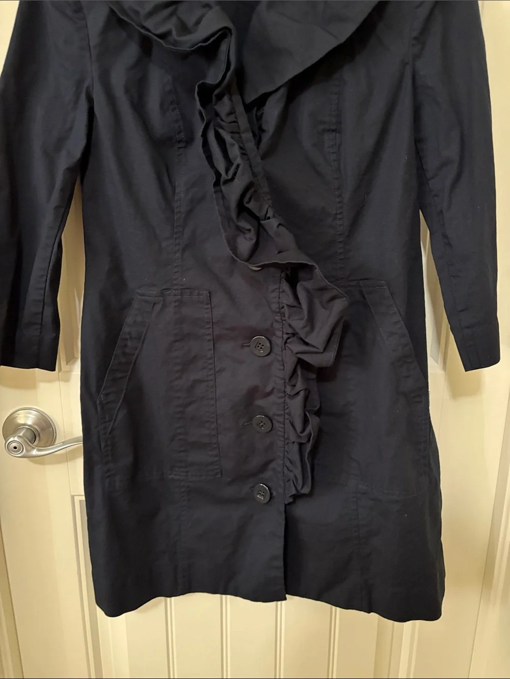 CAbi Navy Roll-Collar Trench‎ Coat
